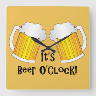 Zijn Beer O'Clock Time Funny Wall Clock Vierkante Klok