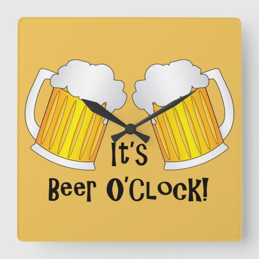Zijn Beer O'Clock Time Funny Wall Clock Vierkante Klok (Voorkant)
