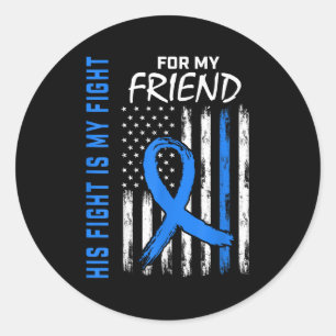 Zijn blauwe strijd is mijn strijd tegen diabetes b ronde sticker