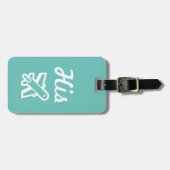 Zijn Blauwgroen en witte Bagagelabel (Voorkant horizontaal)