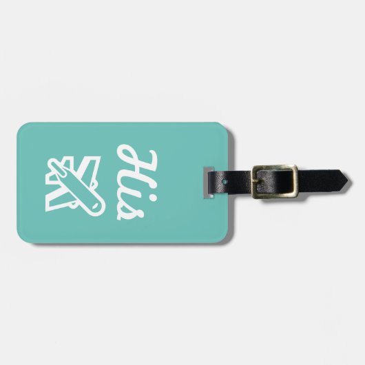 Zijn Blauwgroen en witte Bagagelabel (Voorkant horizontaal)