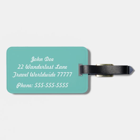 Zijn Blauwgroen en witte Bagagelabel (Achterkant horizontaal)