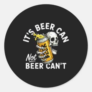 Zijn Blikje Bier Niet Blikje Bier Schedel Skelet D Ronde Sticker