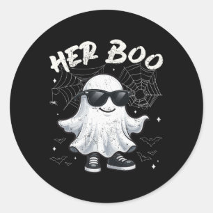 Zijn boek bijpassende koppels spook Halloween kost Ronde Sticker