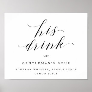 Zijn Drink Groom's Cocktail Wedding Reception Sign Poster
