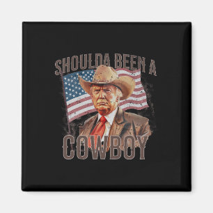 Zijn een cowboy Trump 2024 4 juli Amerikaanse vlag Magneet