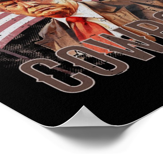 Zijn een cowboy Trump 2024 4 juli Amerikaanse vlag Poster (Hoek)