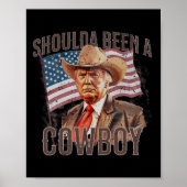 Zijn een cowboy Trump 2024 4 juli Amerikaanse vlag Poster (Voorkant)