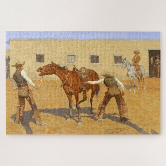 Zijn eerste les 1903 door Frederic Remington Legpuzzel (Horizontaal)