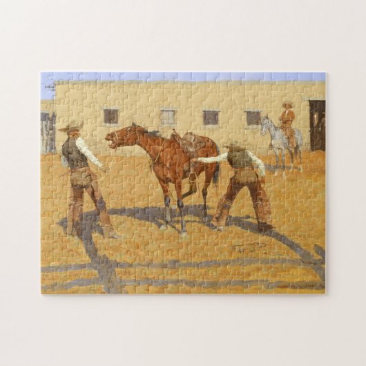 Zijn eerste les 1903 van Frederic Remington Legpuzzel (Horizontaal)
