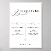 Zijn en haar Bar Signature Drink Trouwbord Poster (Voorkant)