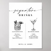 Zijn en haar Bar Signature Drink Trouwbord Poster (Voorkant)