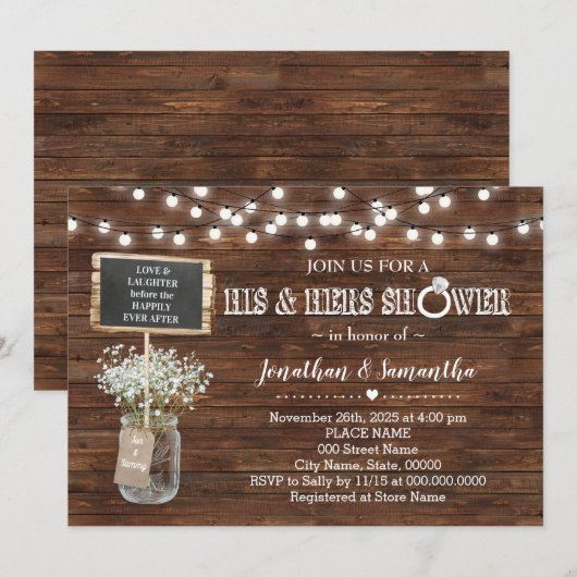 Zijn en haar bruiloft douche rustige schuur kaart (Voorkant / Achterkant)