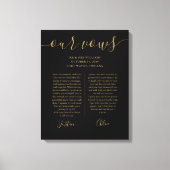 Zijn en haar bruiloft met Black Gold Script Canvas (Voorkant)