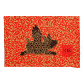 Zijn en haar Chinese varken vliegen silhouet rood Kussensloop (Voorkant-Links)