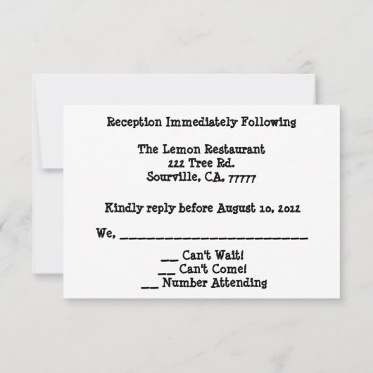 Zijn en haar cowboy Boots Reception RSVP Kaart (Achterkant)