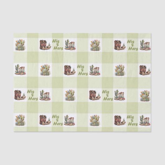 Zijn en haar cowboy cowgirl laarzen weefsel papier (Voorkant)