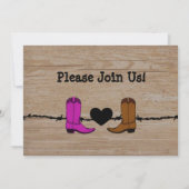 Zijn en haar cowboylaarzen trouwuitnodiging kaart (Voorkant)
