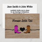 Zijn en haar cowboylaarzen trouwuitnodiging kaart (Voorkant / Achterkant)