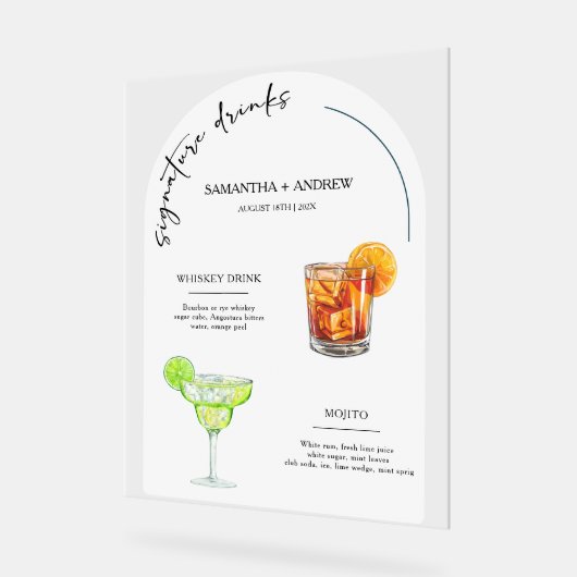 Zijn en haar Drinken trouwboekje Acryl Bord (Hoek)