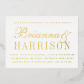 Zijn en haar elegante paren tonen goud folie uitnodiging (Voorkant)