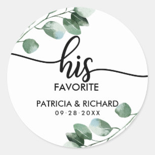 Zijn en Haar Favoriete Groene Huwelijk Ronde Sticker