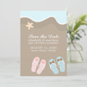 Zijn en haar flippen Sandals bruiloft Save The Date (Staand voorkant)