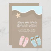 Zijn en haar flippen Sandals bruiloft Save The Date (Voorkant / Achterkant)