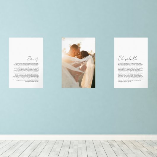 Zijn en haar geloften bruiloft portret muurkunst sets (Houten vloer)