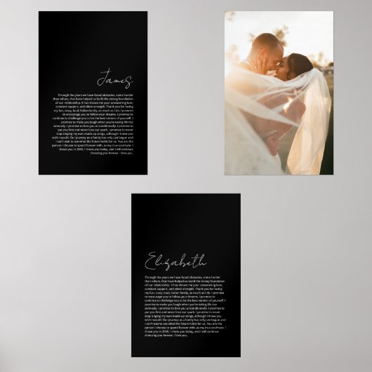 Zijn en haar geloften zwart achtergrond bruiloft p muurkunst sets (Voorkant)