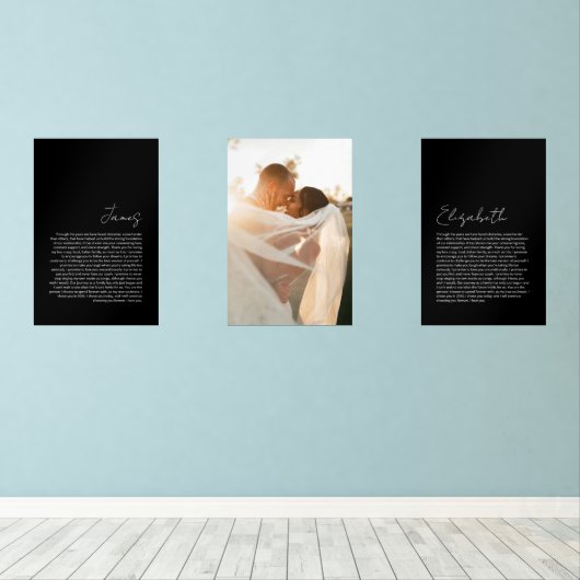 Zijn en haar geloften zwart achtergrond bruiloft p muurkunst sets (Houten vloer)