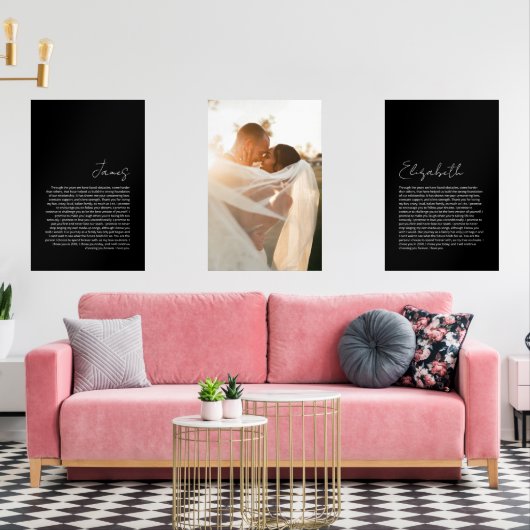 Zijn en haar geloften zwart achtergrond bruiloft p muurkunst sets (Woonkamer)