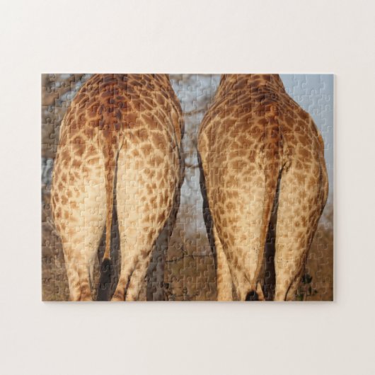 Zijn en haar Giraffe Butts Foto Legpuzzel (Horizontaal)