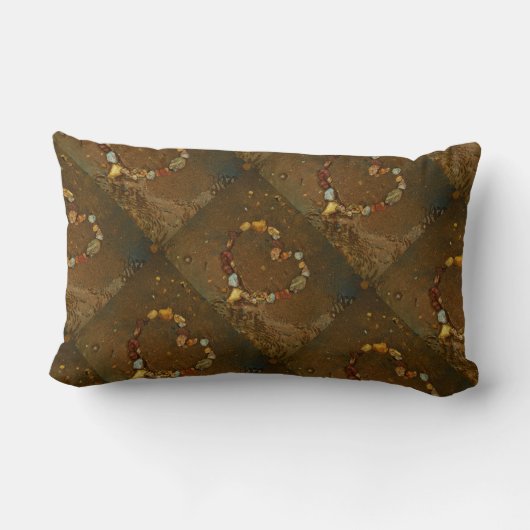 Zijn en haar Initialen Hoorkelen op strand Kussen (Achterkant)