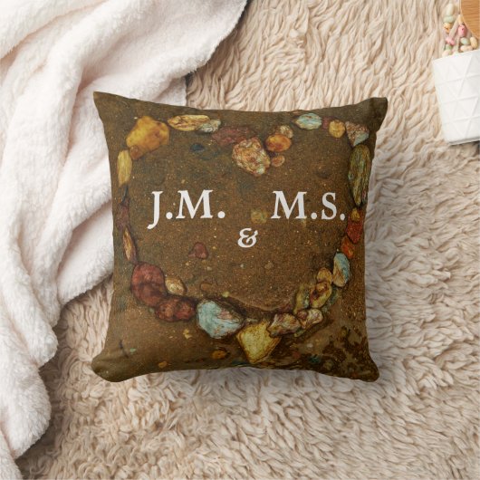 Zijn en haar Initialen Hoorkelen op strand Kussen (Deken)