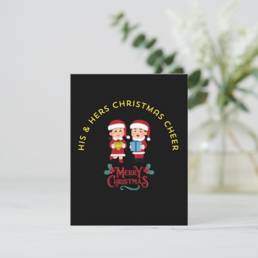 Zijn en haar kerstvreugde kaart (Staand voorkant)