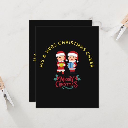 Zijn en haar kerstvreugde kaart (Voorkant / Achterkant in situ)
