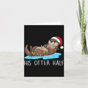 Zijn En Haar Otter Halve Kerstman Hoed Koppel Kers Kaart