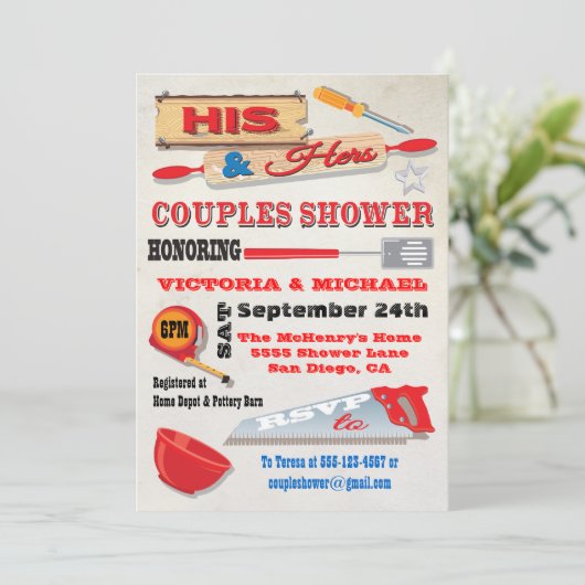 Zijn en haar paar stellen gereedschap Keukenschoen Kaart (Staand voorkant)