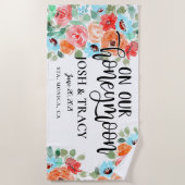 Zijn en haar Pas getrouwd Gift | Aangepaste bruilo Strandlaken (Voorkant)