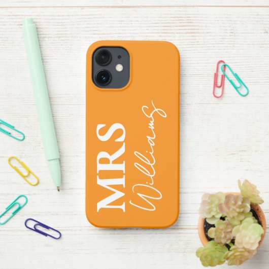 Zijn en Haar Pasgetrouwd Hoesje, Trouwcadeau iPhone Hoesje (Op bureau)