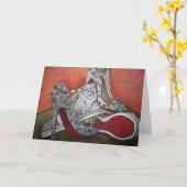 Zijn en haar Red Bottom schoenen Kaart (Gele Bloem)