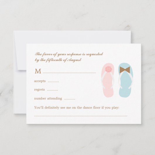 Zijn en haar Sandals Beach Wedding RSVP Respons (Voorkant)