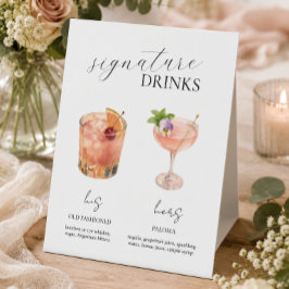 Zijn en Haar Signature Cocktail Drinkbar Pilaar Reclamebord Met Voetstuk