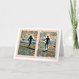 Zijn en haar Stand Up Paddle print briefkaart