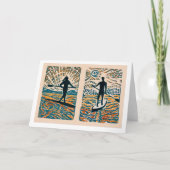 Zijn en haar Stand Up Paddle print briefkaart (Voorkant)