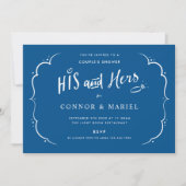 Zijn en haar stellen tonen een blauwe uitnodiging (Voorkant)