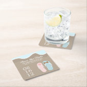 Zijn en haar strand bruiloft kartonnen onderzetters (Insitu)