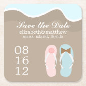 Zijn en haar strand bruiloft kartonnen onderzetters (Voorkant)