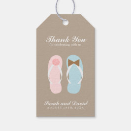 Zijn en haar strand sandalen bruiloft cadeaulabel